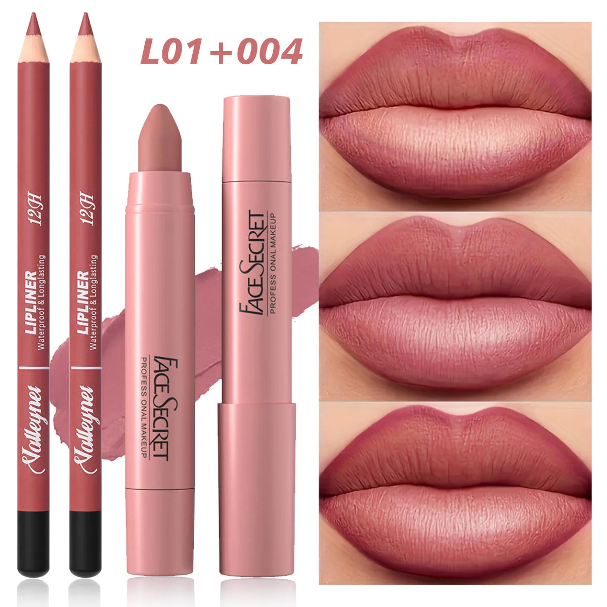 2Pcs/Set Lip Liner + Lipstick Pencil, Matte Velvet Lipstick - Long lasting Lip Combo Set Makeup tutorial Cosmetics