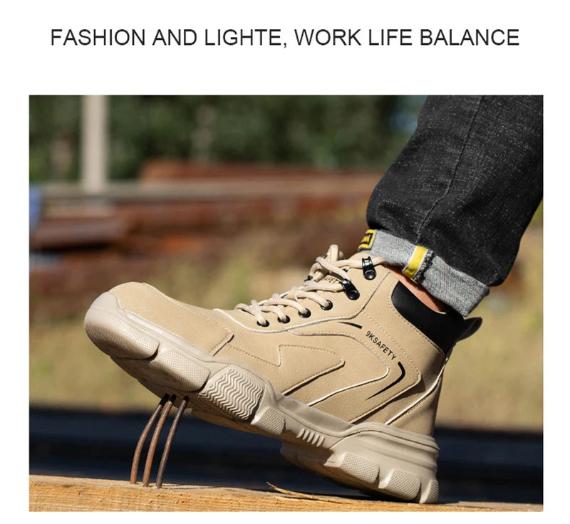 Men Steel Toe Safety Work Boots Indestructible Construction Safety Boots Puncture Proof Male Work Shoes Protective Footwear