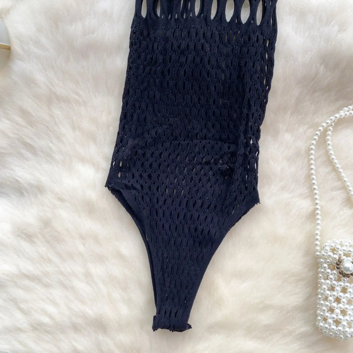 High Elastic Hollow Out Bodycone Women's Pajamas Sexy Erotic Lingerie Halter One-Piece Slim Jumpsuit Bodysuit Black Nightwear