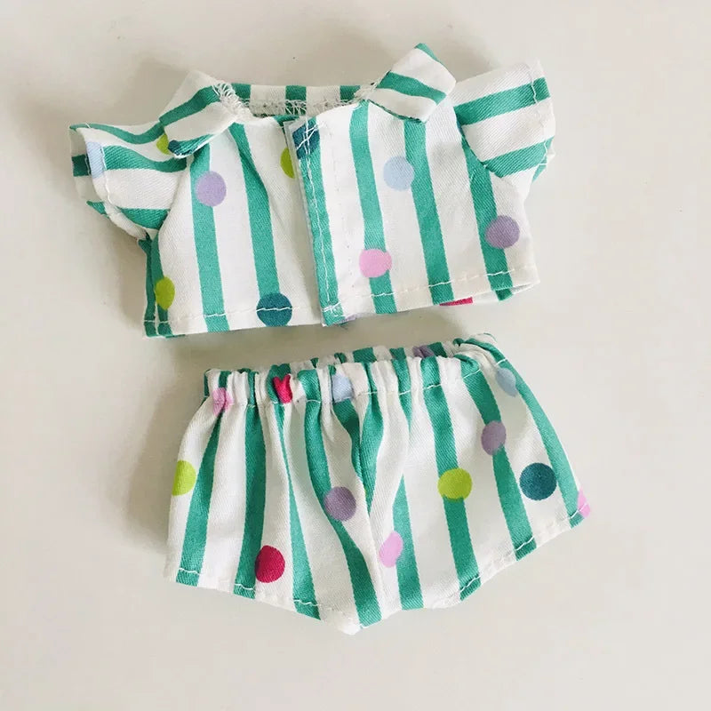 For 15/17cm 3.0 labubu doll cothes Swimsuit Beach skirt beach striped floral shirt shorts For ropa labubu outfit Decorations