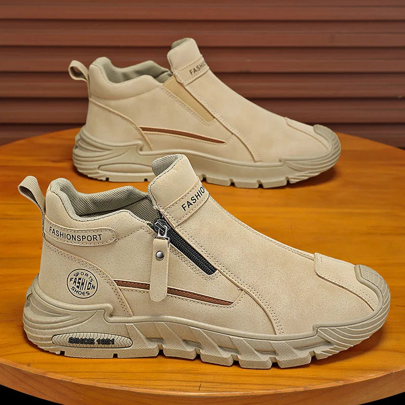 Men's High-Cut Casual Sports Shoes Anti-Slip Wear-Resistant Ankle Boots Outdoor Workwear Footwear for Comfortable Walking