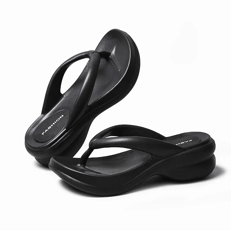 Summer 6CM Women Fashion High Heeled Slippers Female Indoor Casual Wedges Flip Flops Girls Outdoor Beach Thick Platform Sandals