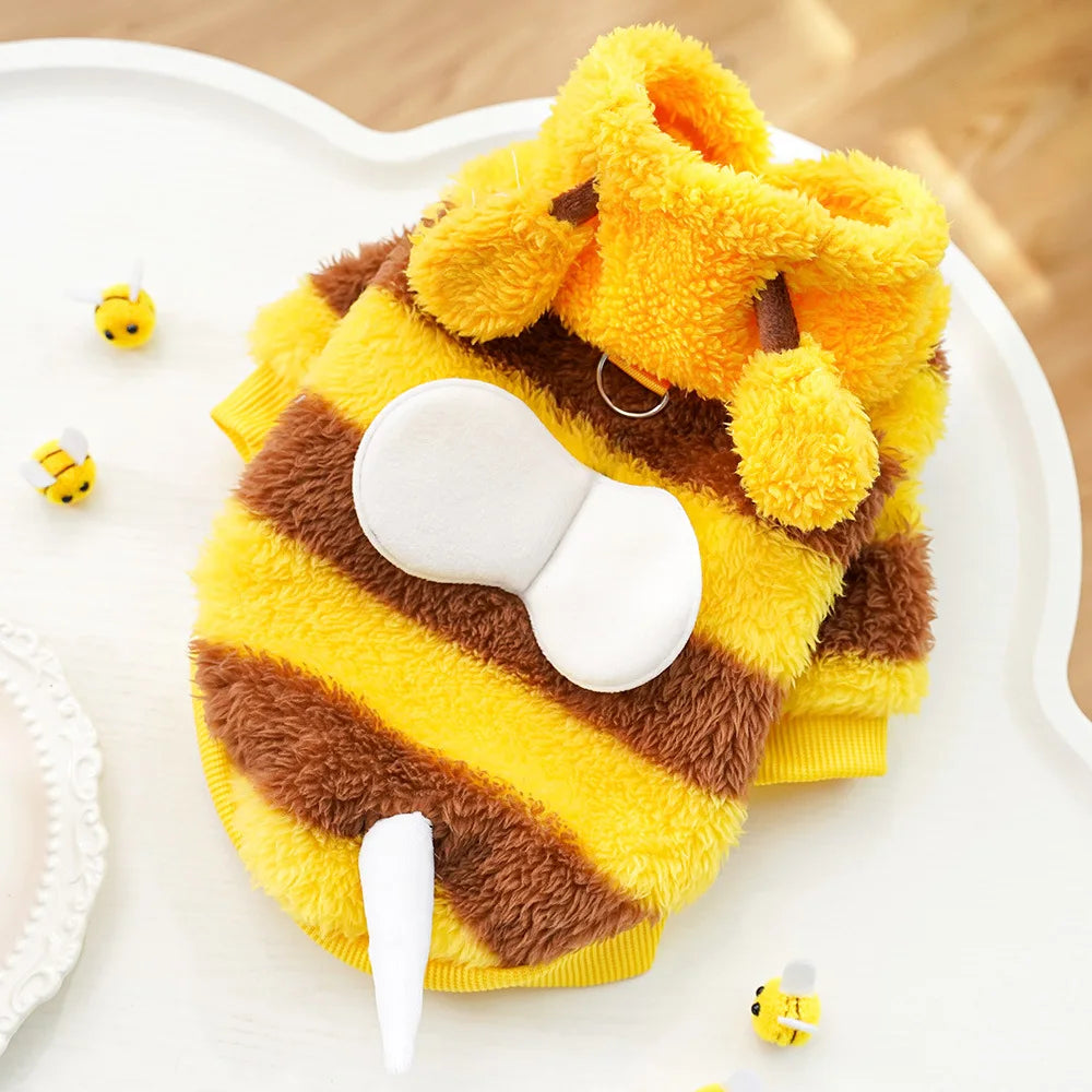 Puppy Pet Clothes Bee Style Plush Costume Cat Pet Clothes Autumn Winter Plush Warm Clothing Dog Clothes For Small Dogs