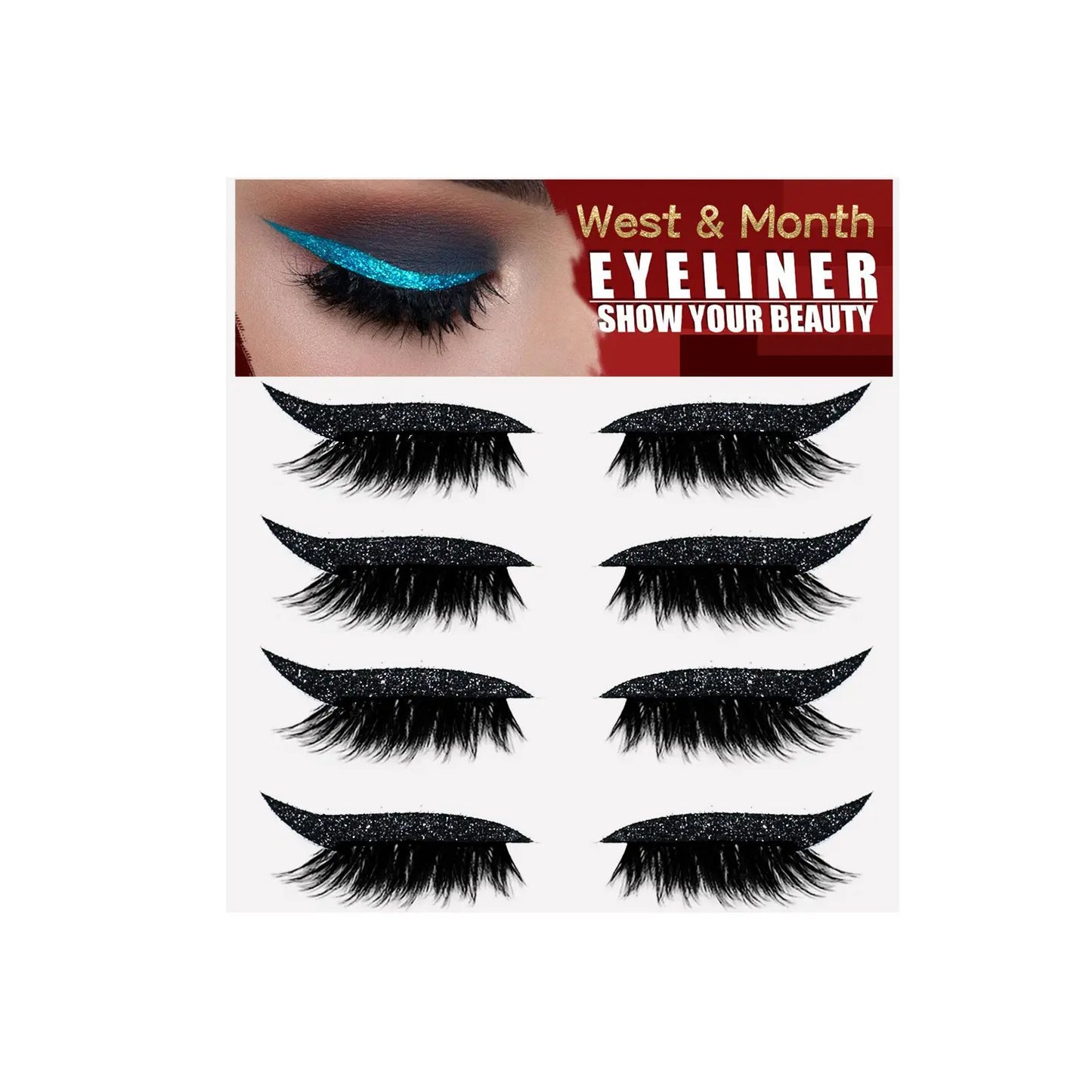 2in1 Eyeshadow Eyeliner Stickers False Eyelashes Waterproof Eyelash Liner Patches Instant Cat Eye Natural Look Party Eye Makeup