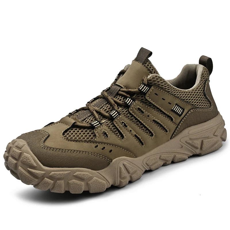 Retro Style Men's Outdoor Hiking Shoes Durable Waterproof Trekking Sneakers Non-Slip Sole Trainers Male Mountain Travel Footwear