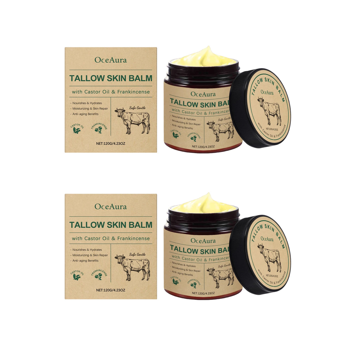 Beef Tallow Moisturizing Balm Wrinkle Remover Brightening Firming Smoothing Repair Fade Fine Lines Soft Facial Nourishing Cream
