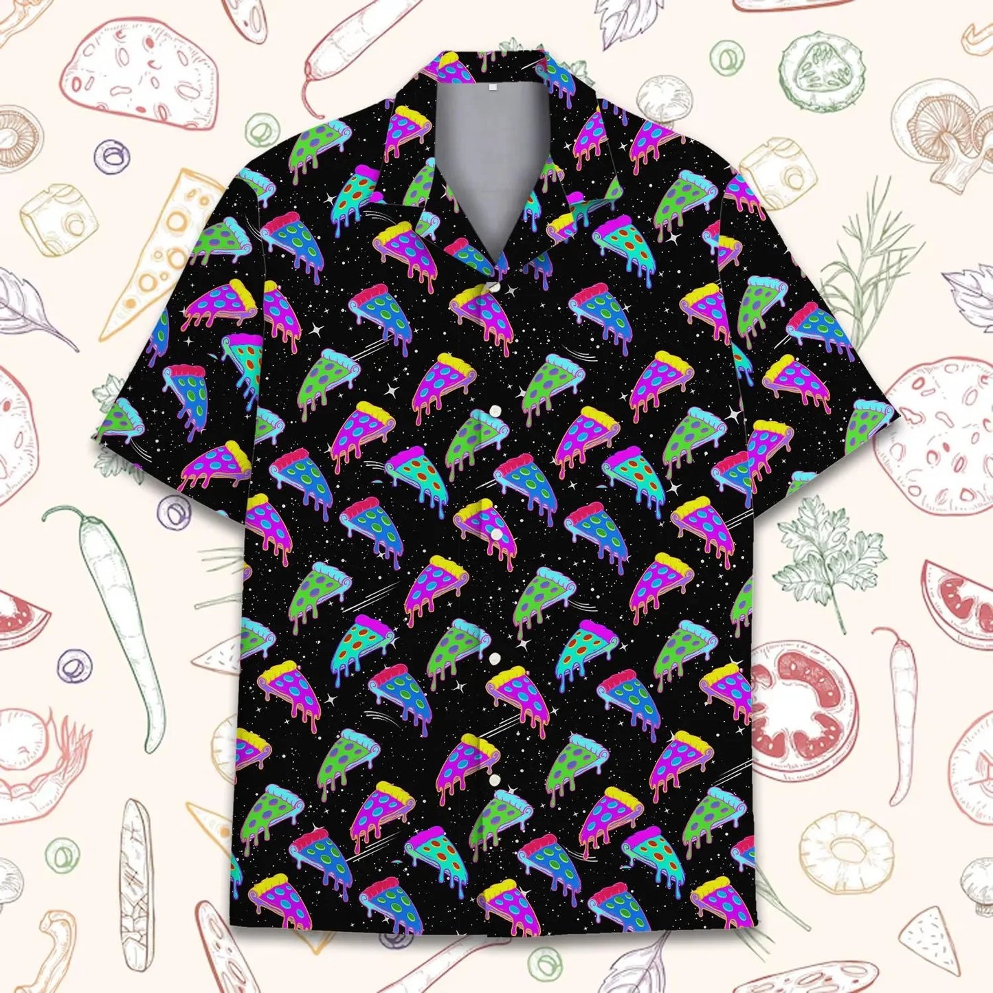 Funny Animal Pizza Hawaiian Shirts Men Women Youth Music Raccoon Shirt Button Down Space Party Shirt 2025 Vacation Aloha Shirt