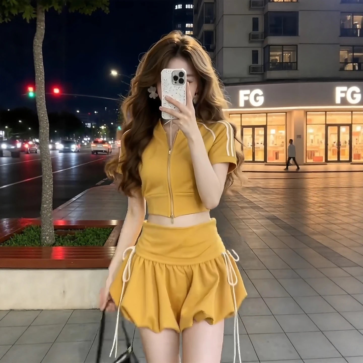 Summer Sportswear Set Women's High Waist Floral Print Short Top And Skirt Two Piece Ensemble Casual Age-defying Fashion