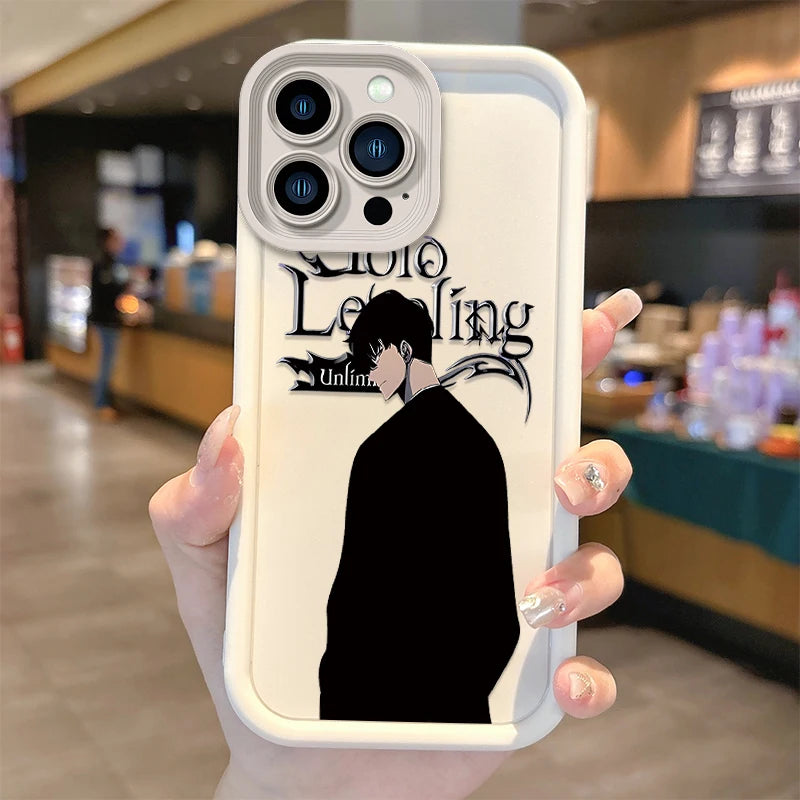 Cool S-Solo Levelings Anime Phone Case for iPhone16 15 14 13 12 11 Pro Max 16 15 14 8 7 Plus X XS Max 8 7 FE Silicone Back Cover