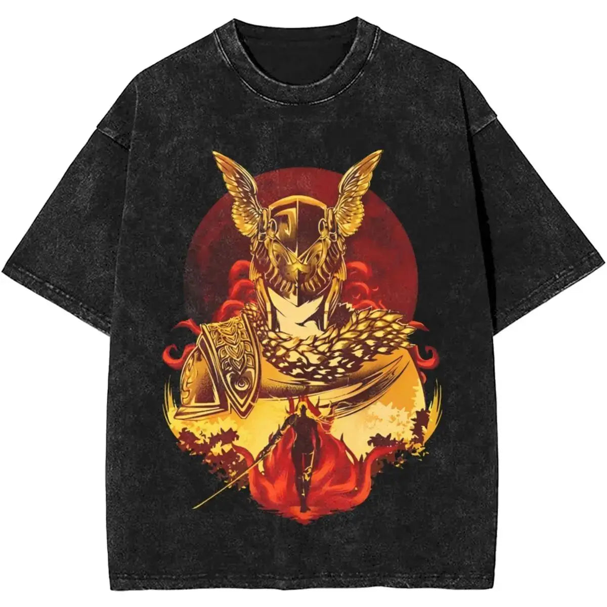 New Arrival Short Sleeved Round Neck Y2k Tshirt Men Clothing New in Top & Tees Mens T-Shirt Malenia Blade Of Miquella Washed