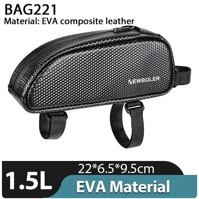 NEWBOLER Bike Bag 1.5L Portable Frame Front Tube Cycling Bag MTB Road Bicycle Pannier Bag Large Capacity EVA Cycling Bag