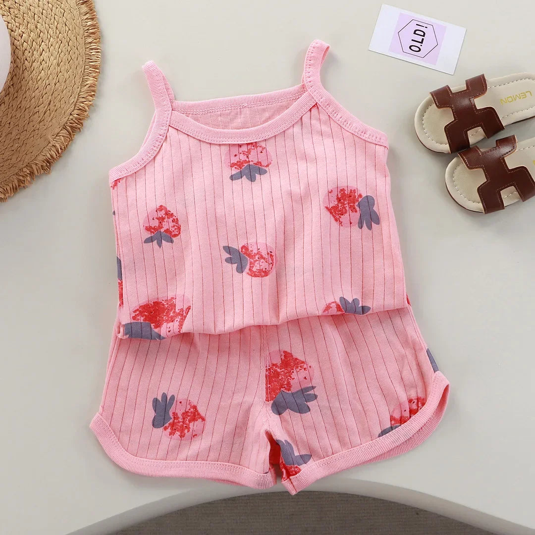 Cotton Camisole Top+Shorts Suits For Infant Girl's Clothes Baby 1st Birthday Sets Summer Newborn Baby Girl Clothing Outfits Sets