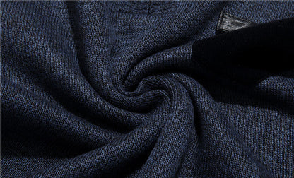 New Winter Mens Pullover Knitted Sweater Male Wool Fleece Thick Casual Pullover Patchwork Warm Pocket Sweater Standing Collar