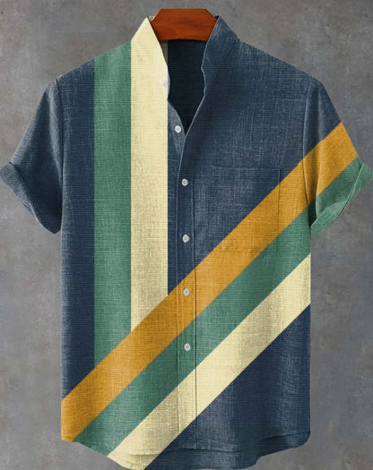 Retro ethnic pattern shirt summer fashion short sleeve 3D printing men's shirt casual street trend super breathable Hawaii fast