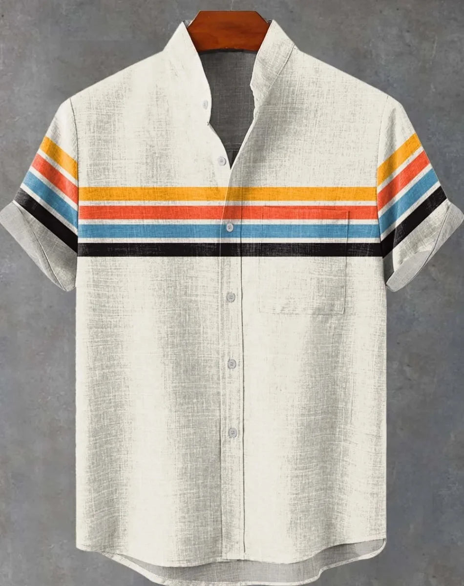 Retro ethnic pattern shirt summer fashion short sleeve 3D printing men's shirt casual street trend super breathable Hawaii fast