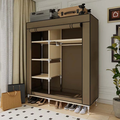 Freestanding Portable Wardrobe with 1 Hanging Area & 5 Storage Areas Lightweight Wardrobe