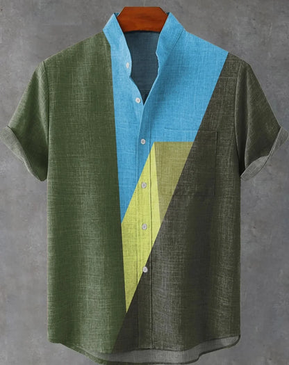 Retro ethnic pattern shirt summer fashion short sleeve 3D printing men's shirt casual street trend super breathable Hawaii fast