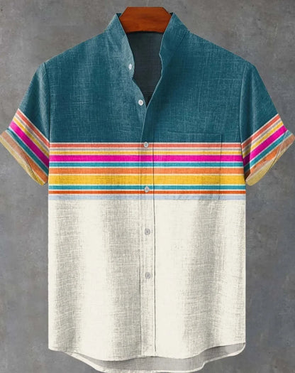 Retro ethnic pattern shirt summer fashion short sleeve 3D printing men's shirt casual street trend super breathable Hawaii fast