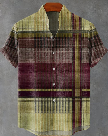 Retro ethnic pattern shirt summer fashion short sleeve 3D printing men's shirt casual street trend super breathable Hawaii fast