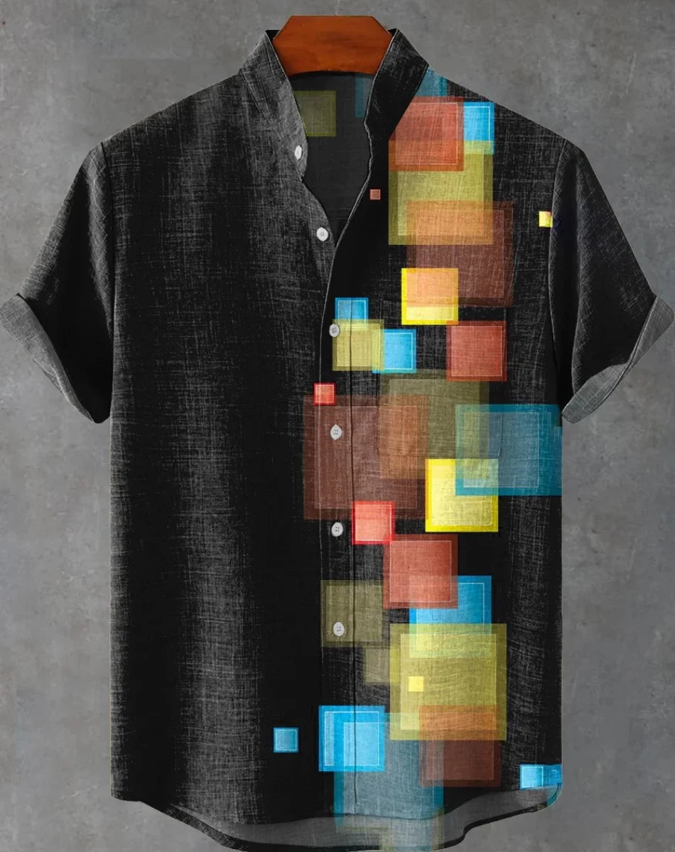 Retro ethnic pattern shirt summer fashion short sleeve 3D printing men's shirt casual street trend super breathable Hawaii fast