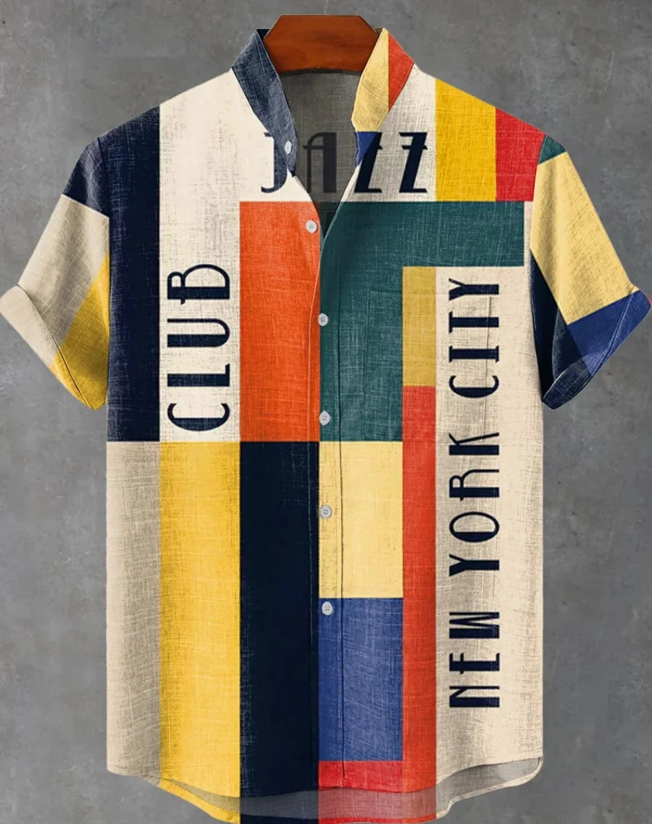 Retro ethnic pattern shirt summer fashion short sleeve 3D printing men's shirt casual street trend super breathable Hawaii fast