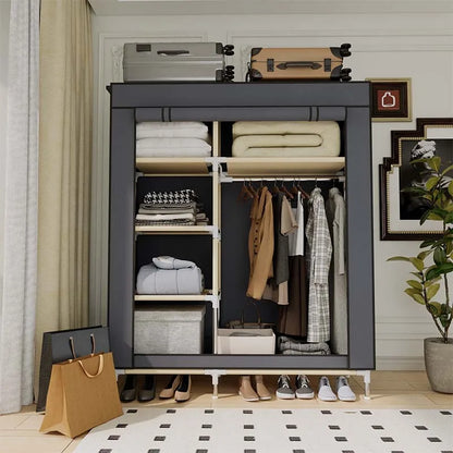 Freestanding Portable Wardrobe with 1 Hanging Area & 5 Storage Areas Lightweight Wardrobe