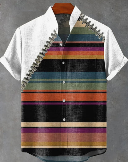 Retro ethnic pattern shirt summer fashion short sleeve 3D printing men's shirt casual street trend super breathable Hawaii fast