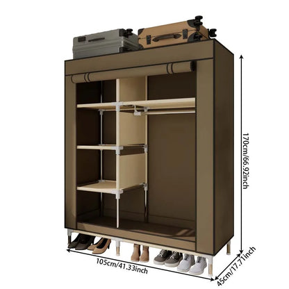 Freestanding Portable Wardrobe with 1 Hanging Area & 5 Storage Areas Lightweight Wardrobe