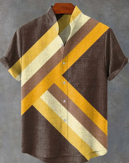 Retro ethnic pattern shirt summer fashion short sleeve 3D printing men's shirt casual street trend super breathable Hawaii fast