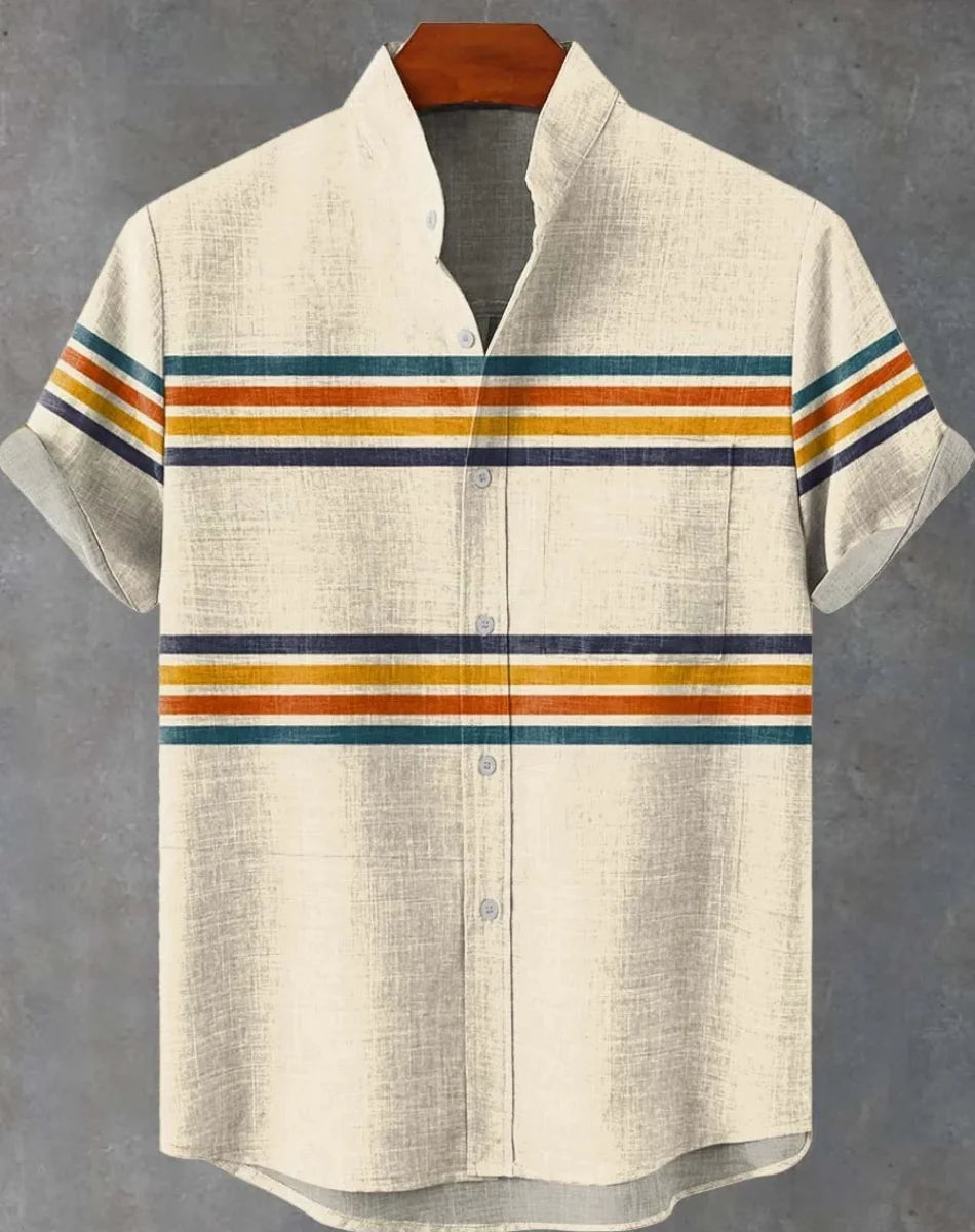 Retro ethnic pattern shirt summer fashion short sleeve 3D printing men's shirt casual street trend super breathable Hawaii fast