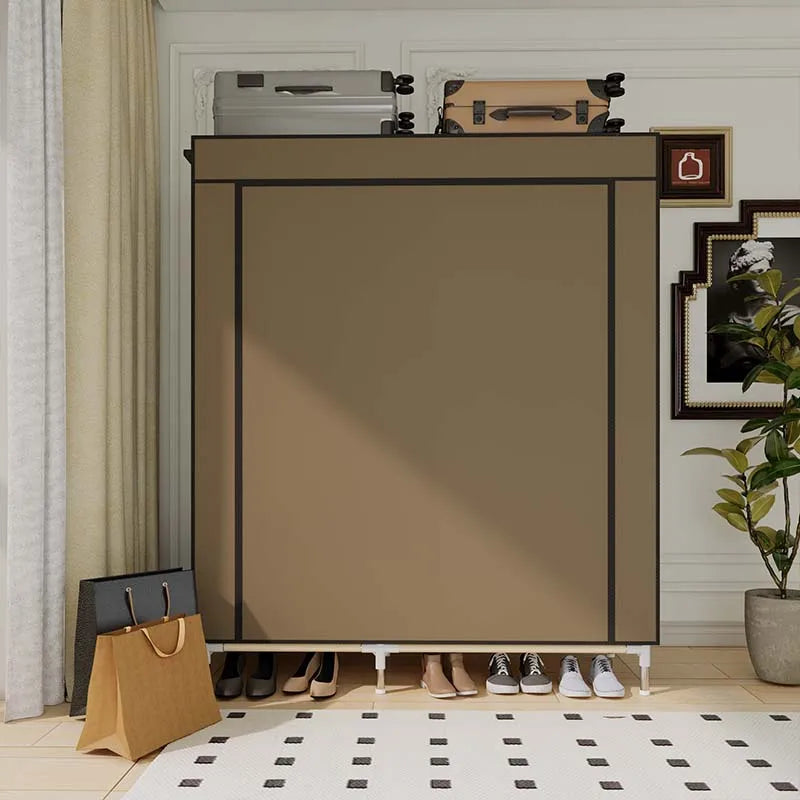 Freestanding Portable Wardrobe with 1 Hanging Area & 5 Storage Areas Lightweight Wardrobe