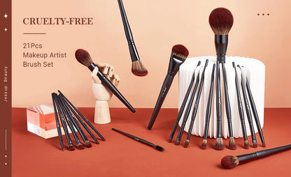 Jessup Makeup Brushes set,3-21pcs Premium Synthetic Big Powder Brush Foundation Concealer Eyeshadow Eyeliner Spoolie Wooden T271