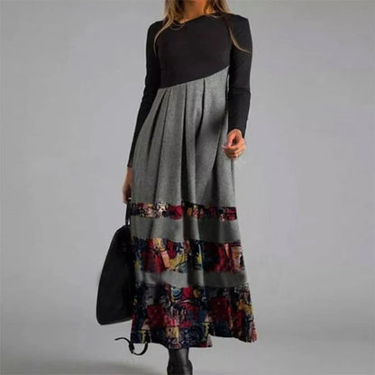 Vintage Women Long Dress V-Neck A-Line Dress 2024 Autumn Elegant Long Sleeves Slim Party Dresses Ladies Casual Loose Vestidos