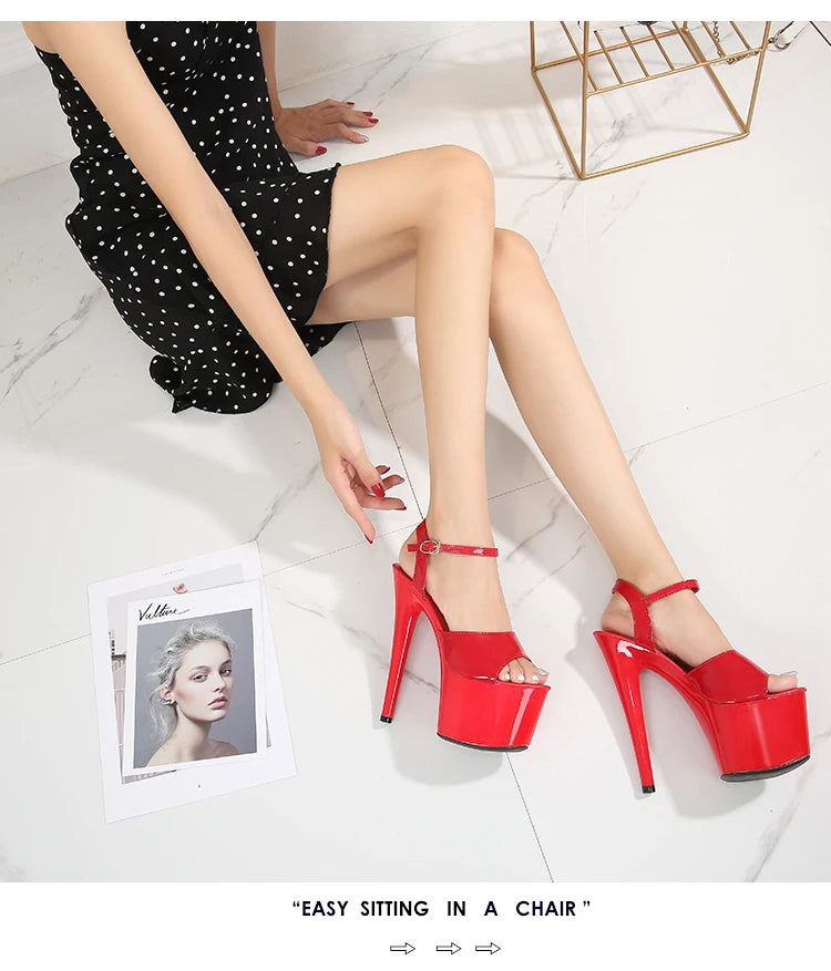 2022 Pole Dance Shoes Stripper High Heels Women Sexy Show Shoes Sandals Party Club 15 17 CM Platform High-heeled Shoes Wedding