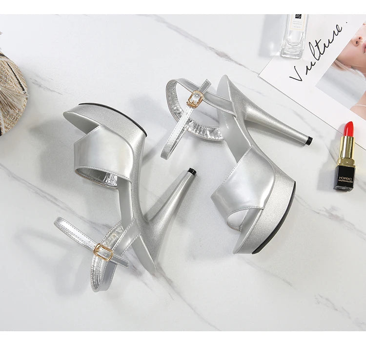 2022 Pole Dance Shoes Stripper High Heels Women Sexy Show Shoes Sandals Party Club 15 17 CM Platform High-heeled Shoes Wedding