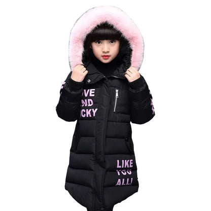 2 6 8 12 Years Fashion Children Jackets For Teenage Girls Winter Warm Parkas Coats For Girl Fur Hooded Thick Outerwear Clothing