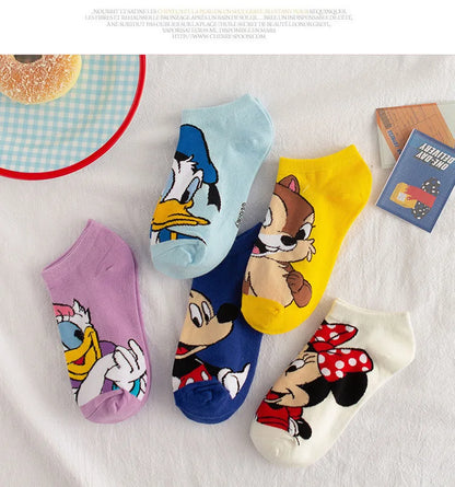 1pair women Boat sock Mickey cute cartoon Japanese Korean sweet Disney cotton socks spring and summer wild short tube socks