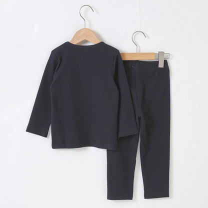 Children Clothes 2pcs Set Ribbed Kids Clothes baby Boys Clothes Girls Clothes Round Neck Long Sleeves Top Long Pants baby Set