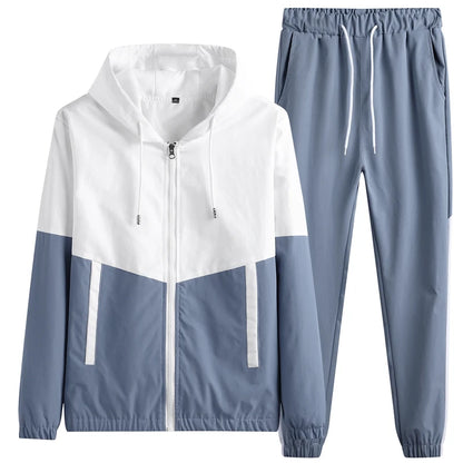 2026 Men Tracksuit Casual Joggers Hooded Sportswear Jackets And Pants 2 Piece Sets Hip Hop Running Sports Suit