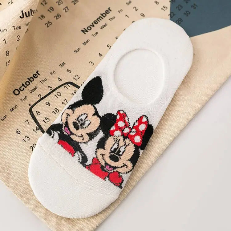 1pair women Boat sock Mickey cute cartoon Japanese Korean sweet Disney cotton socks spring and summer wild short tube socks