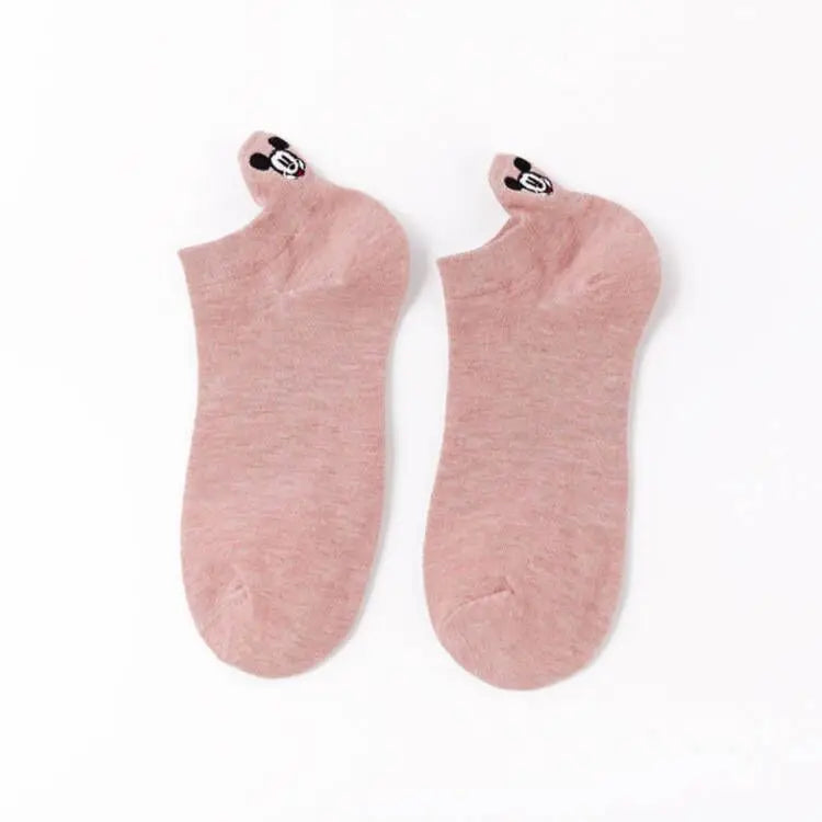 1pair women Boat sock Mickey cute cartoon Japanese Korean sweet Disney cotton socks spring and summer wild short tube socks