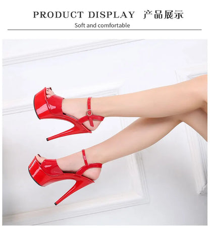 2022 Pole Dance Shoes Stripper High Heels Women Sexy Show Shoes Sandals Party Club 15 17 CM Platform High-heeled Shoes Wedding