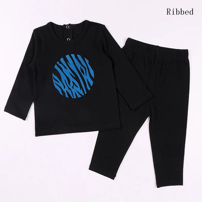 Children Clothes 2pcs Set Ribbed Kids Clothes baby Boys Clothes Girls Clothes Round Neck Long Sleeves Top Long Pants baby Set