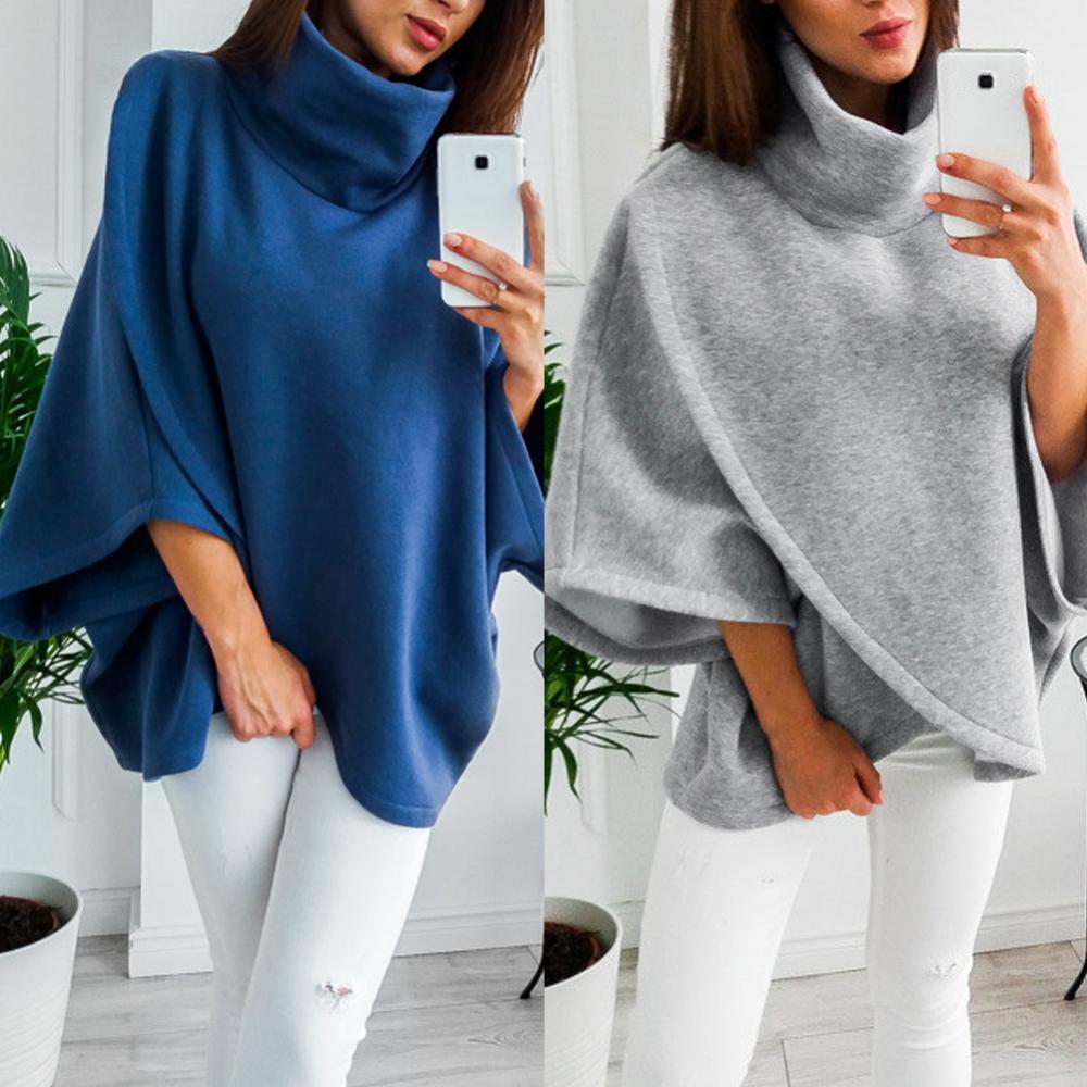 2023 Women Sweatshirts Spring High Neck Batwing Crossed Poncho Cloak Cape Solid Batwing Sleeve Hoodies clothes sudaderas