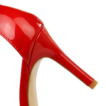 Women 10cm High Heels Flock Stripper Sandals Female Fetish Strappy Red Shoes Lady Valentine Green Summer Classic Sexy Pumps