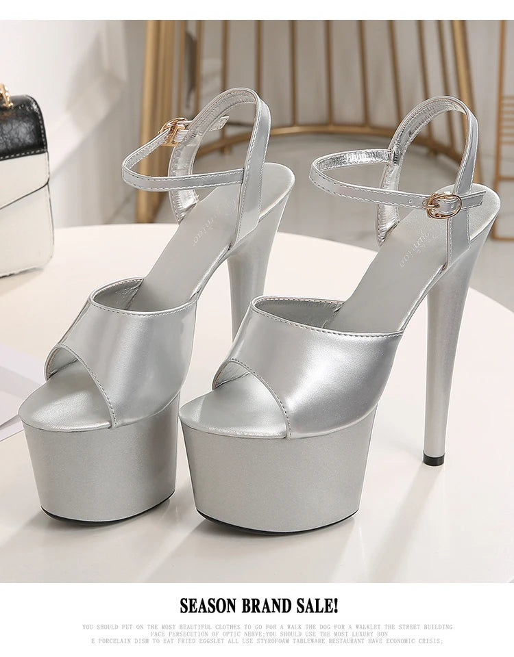 2022 Pole Dance Shoes Stripper High Heels Women Sexy Show Shoes Sandals Party Club 15 17 CM Platform High-heeled Shoes Wedding