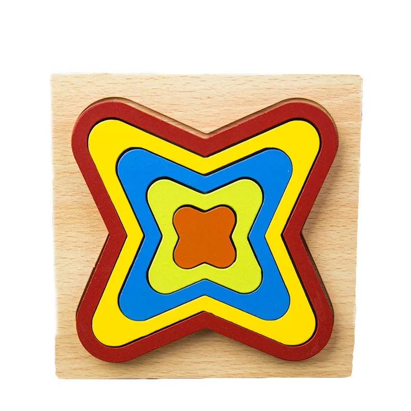 Wooden Geometric Shape Puzzle Kids Montessori Toys Shape Cognition Children Jigsaw Puzzle Board Learning Educational Toys Gifts