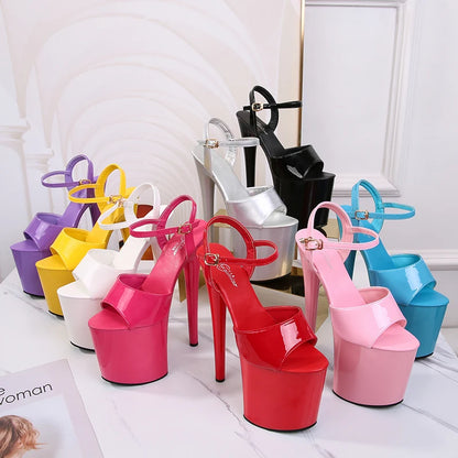 2022 Pole Dance Shoes Stripper High Heels Women Sexy Show Shoes Sandals Party Club 15 17 CM Platform High-heeled Shoes Wedding