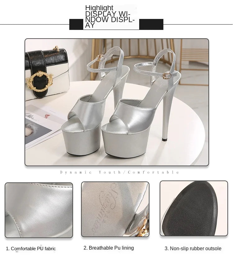 2022 Pole Dance Shoes Stripper High Heels Women Sexy Show Shoes Sandals Party Club 15 17 CM Platform High-heeled Shoes Wedding