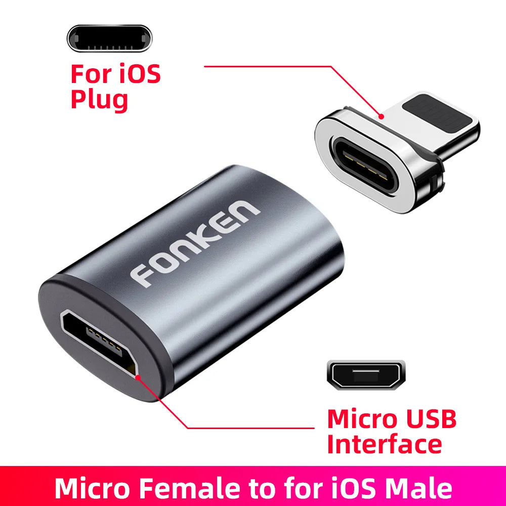 Magnetic Cable Connector Mobile Phone Cable Adapter Micro USB Magnetic Tip Magnet Charger Plug Type C Adapter for Huawei Android